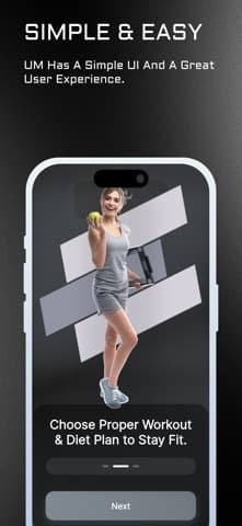 UM Fitness application screen 2