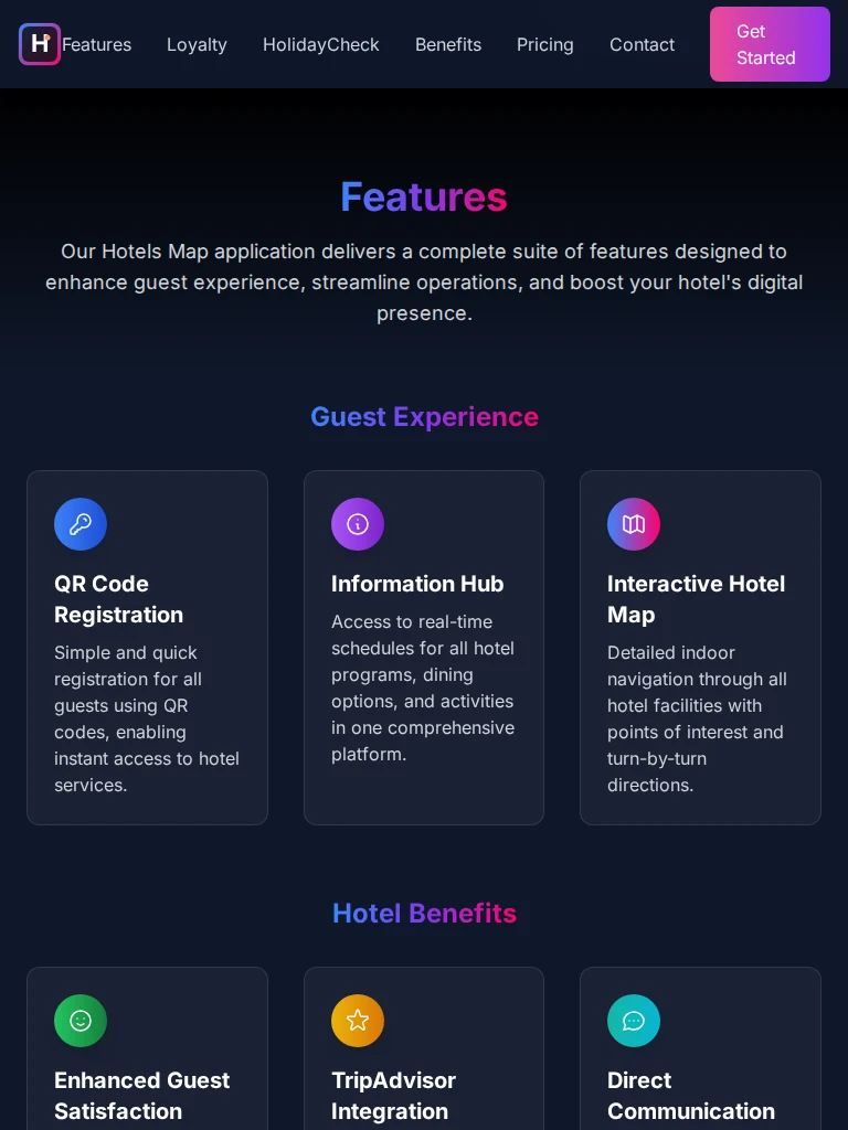 HOTELS MAP — نظام المميزات المتجاوب على التابلت
