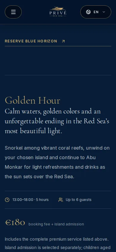 PRIVÉ RED SEA — مسار طلب مناسب للموبايل
